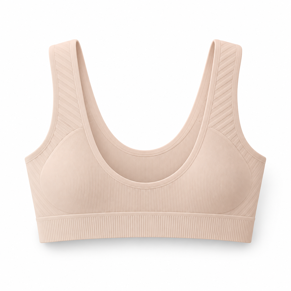 Feel Softness seamless wireless comfort bra in Almond Nude, back view