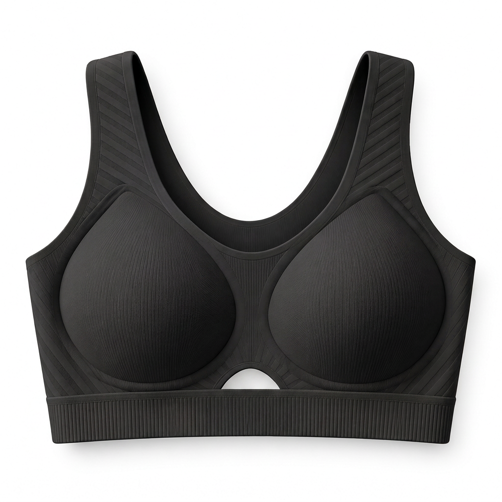 Feel Softness seamless wireless comfort bra in Midnight Black, front view