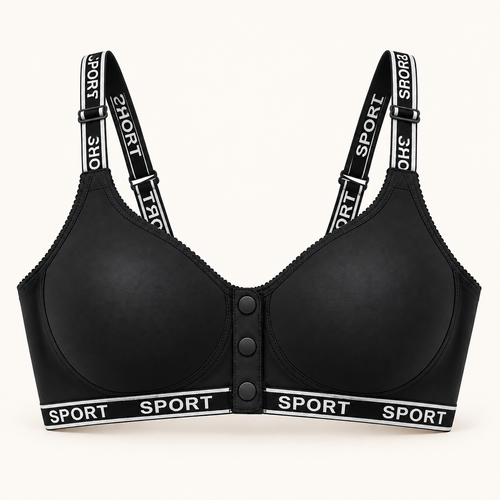 Feel Softness Front Button Padded Bra in Black