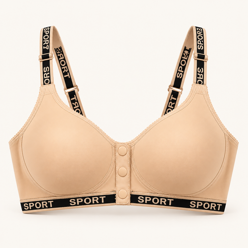 Feel Softness Front Button Padded Bra in Skin Nude